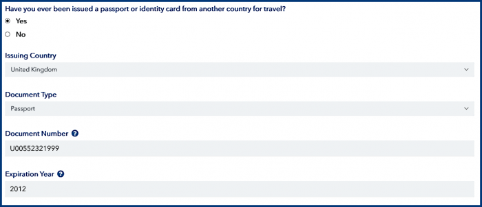 Another country in the ESTA application