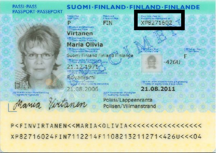 Passport number for the ESTA application
