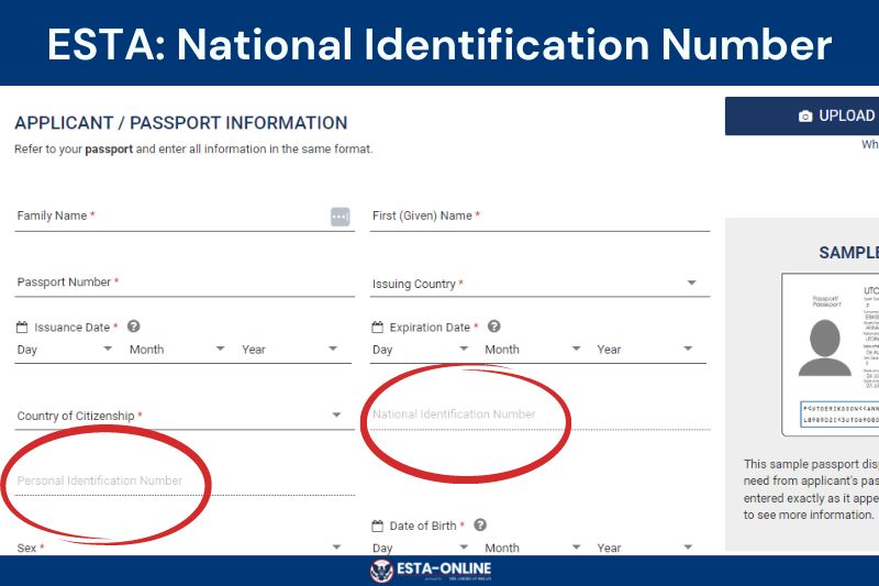 National Identification Number for ESTA