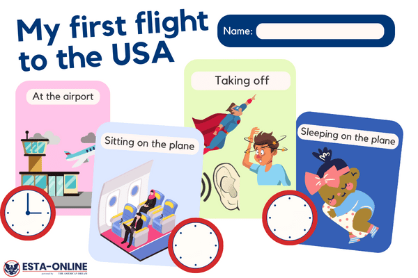 Flight timetable for a flight to the USA